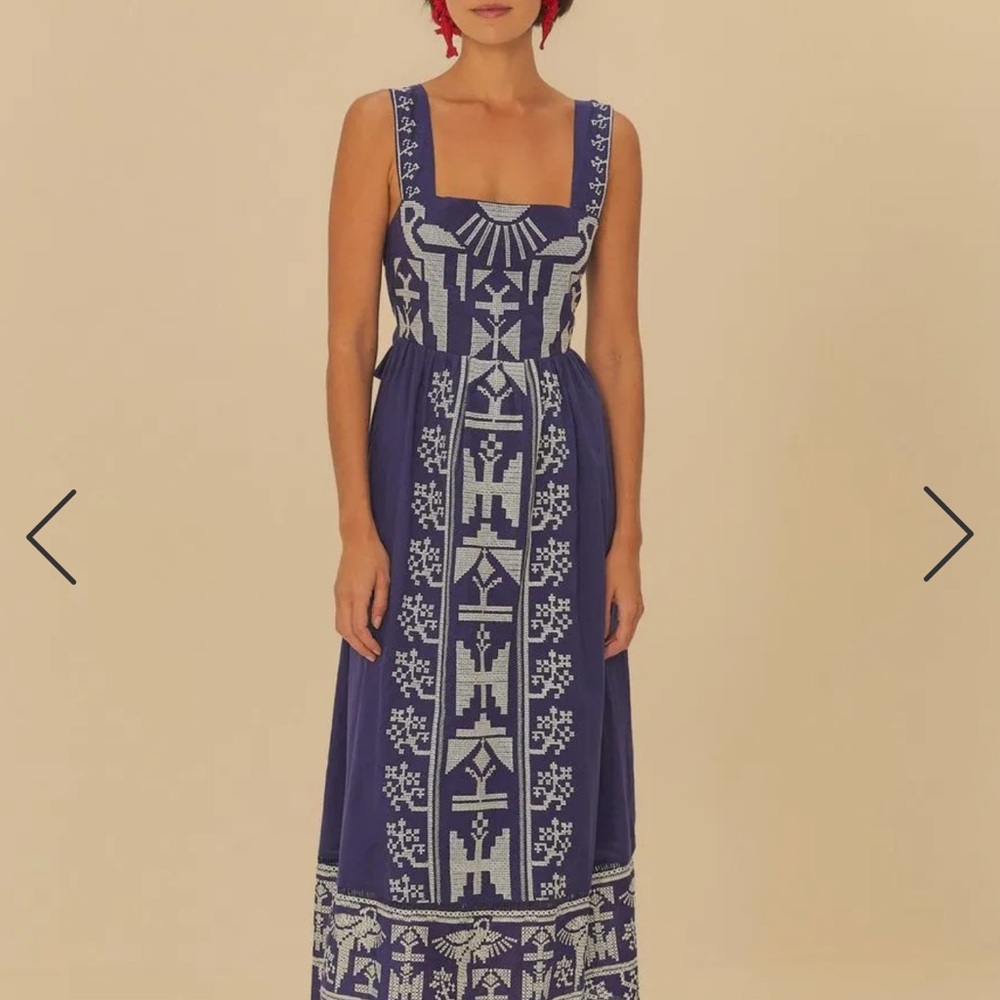 FARM Rio Navy Maxi Dress with White Embroidery - Picture 3 of 5